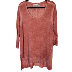 M. Rena Blush Pink Asymmetrical Lagenlook Oversized Cotton & Rayon Top